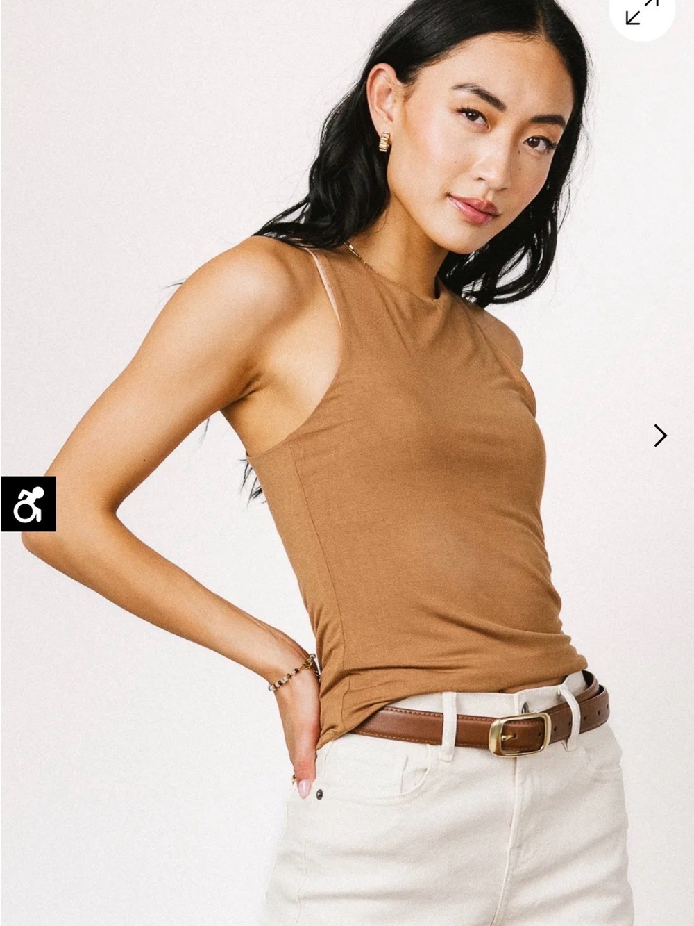 bohme Ribbed Sleeveless Tank Top - Camel Brown